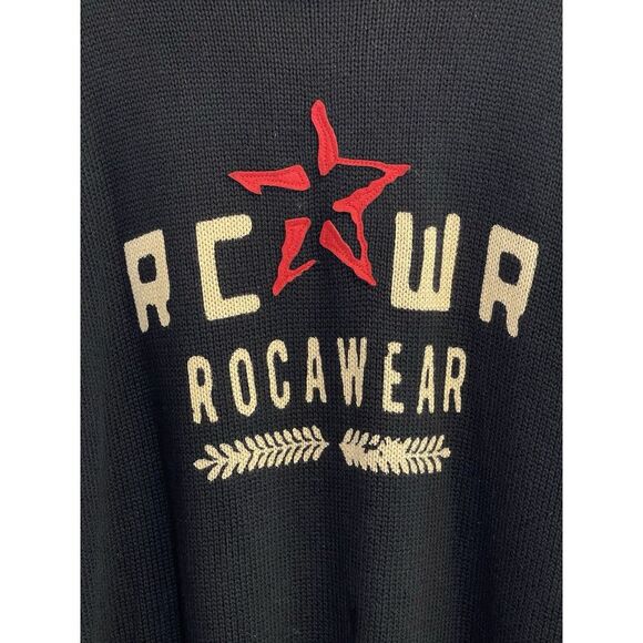 Vintage Rocawear Men's XL Y2K Embroidered Knit Sweater Pullover Black Streetwear - Picture 4 of 7